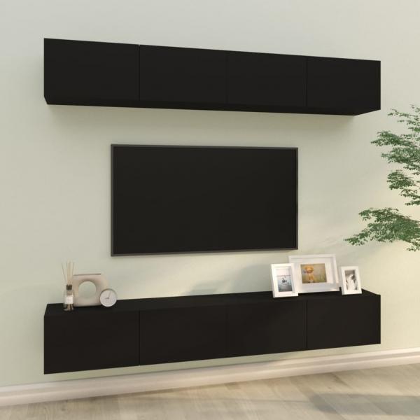 ARDEBO.de - TV-Wandschränke 4 Stk. Schwarz 100x30x30 cm