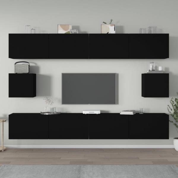 ARDEBO.de - 6-tlg. TV-Schrank-Set Schwarz Holzwerkstoff