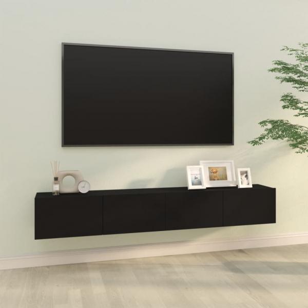 ARDEBO.de - TV-Wandschränke 2 Stk. Schwarz 100x30x30 cm Holzwerkstoff