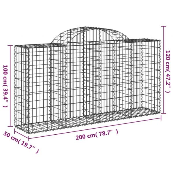 Gabionen mit Hochbogen 15 Stk 200x50x100/120cm Verzinktes Eisen