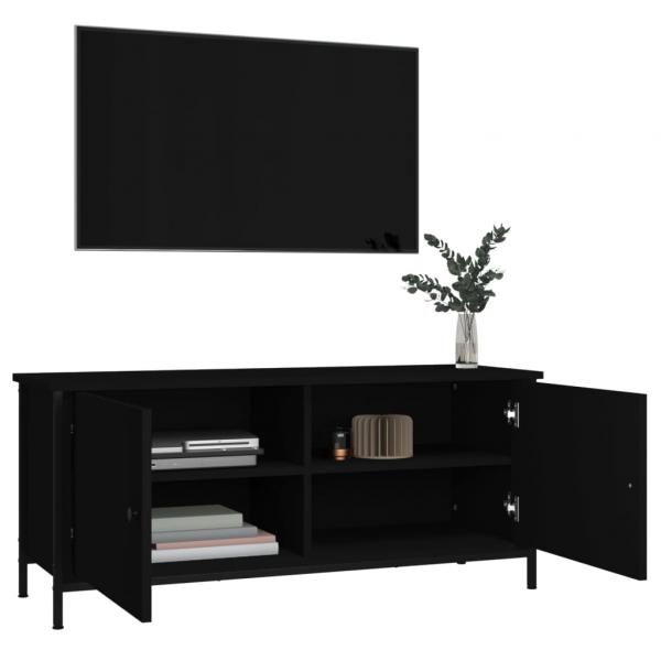 TV-Schrank mit Türen Schwarz 102x35x45 cm Holzwerkstoff