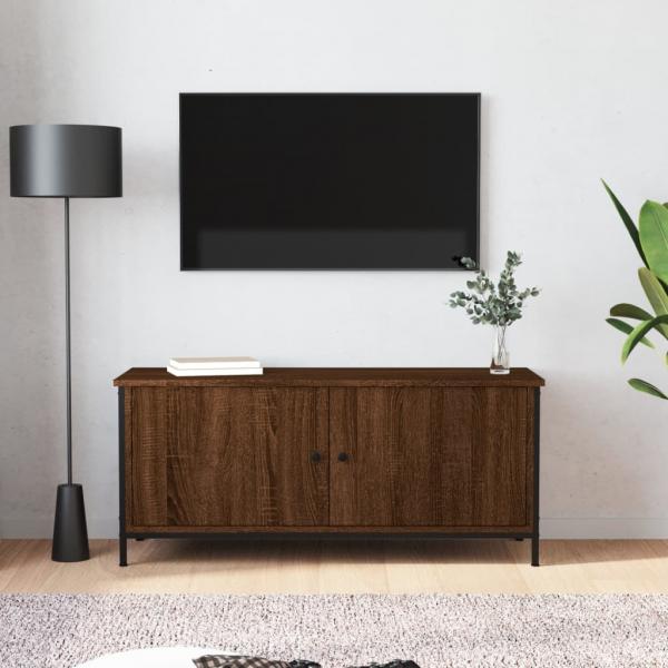 ARDEBO.de - TV-Schrank mit Türen Braun Eiche 102x35x45cm Holzwerkstoff