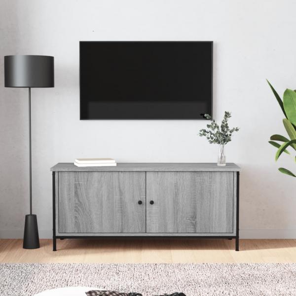 ARDEBO.de - TV-Schrank mit Türen Grau Sonoma 102x35x45 cm Holzwerkstoff