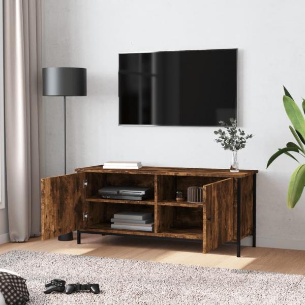 TV-Schrank mit Türen Räuchereiche 102x35x45 cm Holzwerkstoff