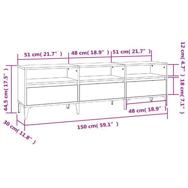 TV-Schrank Betongrau 150x30x44,5 cm Holzwerkstoff