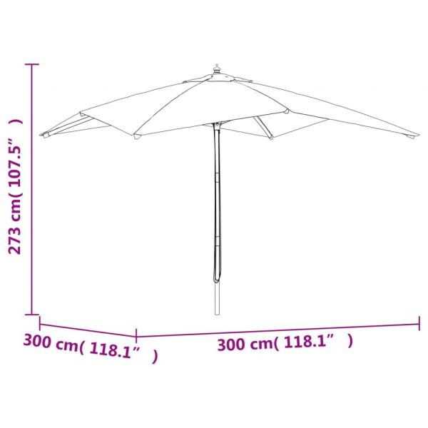 Sonnenschirm mit Holzmast Bordeauxrot 300x300x273 cm