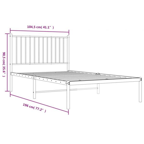 Bettgestell mit Kopfteil Metall Schwarz 100x190 cm