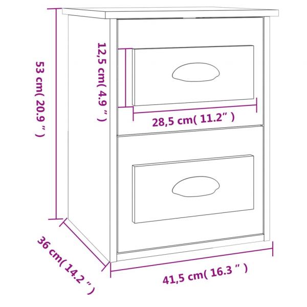 Wand-Nachttisch Braun Eichen-Optik 41,5x36x53 cm