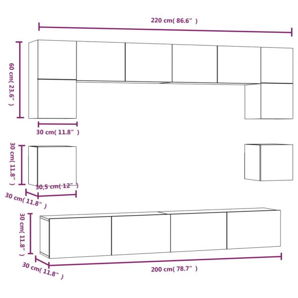 8-tlg. TV-Schrank-Set Schwarz Holzwerkstoff