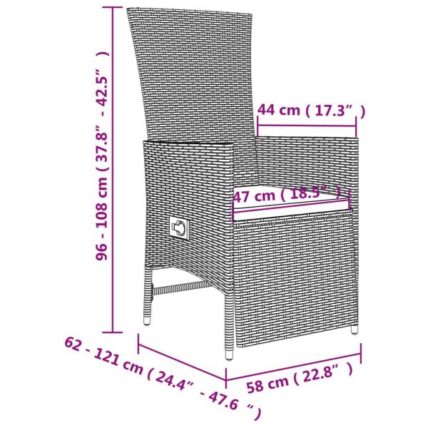 7-tlg. Garten-Essgruppe mit Kissen Beige Poly Rattan