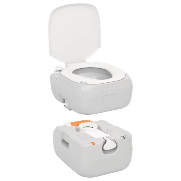 Camping-Toilette Tragbar Grau und Weiß 22+12 L HDPE