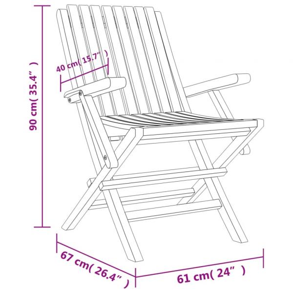 Gartenstühle 2 Stk. Klappbar 61x67x90 cm Massivholz Teak