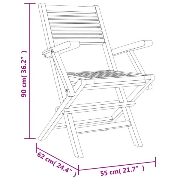 Gartenstühle 2 Stk. Klappbar 55x62x90 cm Massivholz Teak