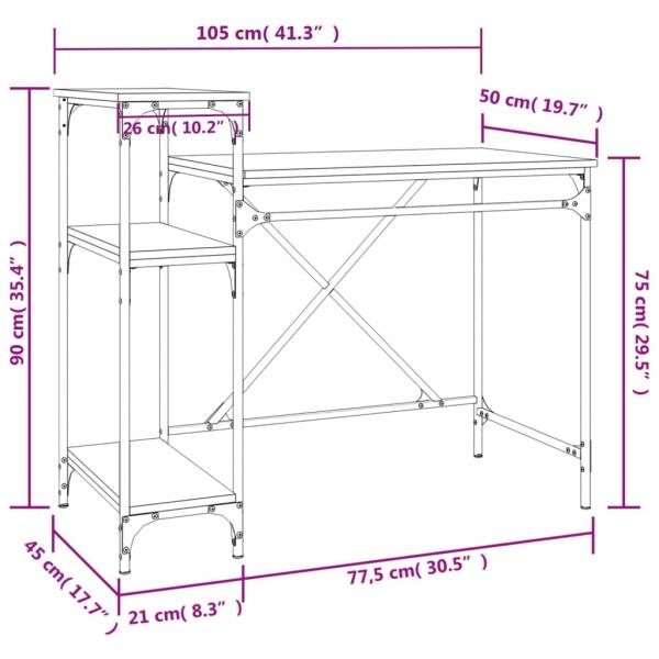 Schreibtisch mit Regal Sonoma-Eiche 105x50x90 cm Holzwerkstoff