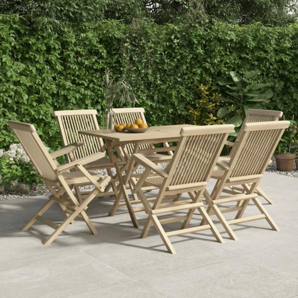 ARDEBO.de - Gartenstühle 6 Stk. Klappbar Grau 56x61x89 cm Massivholz Teak