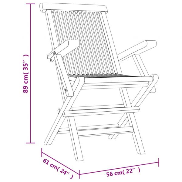 Gartenstühle 6 Stk. Klappbar Grau 56x61x89 cm Massivholz Teak