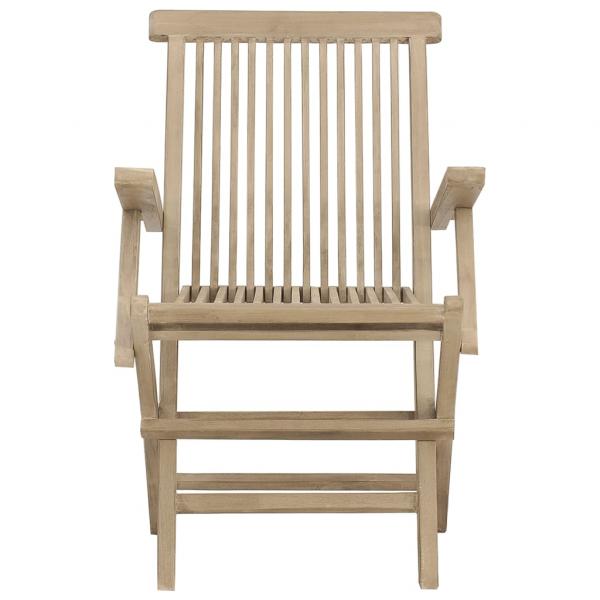 Gartenstühle 2 Stk. Klappbar Grau 56x61x89 cm Massivholz Teak