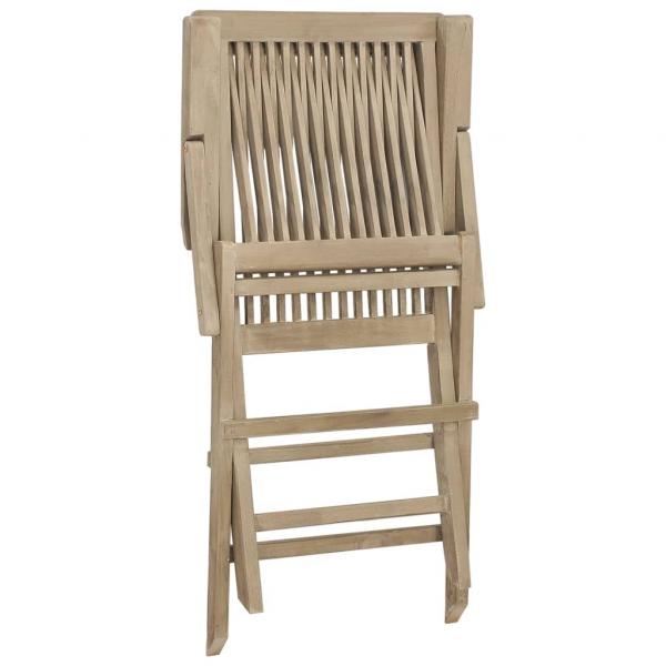 Gartenstühle 2 Stk. Klappbar Grau 56x61x89 cm Massivholz Teak