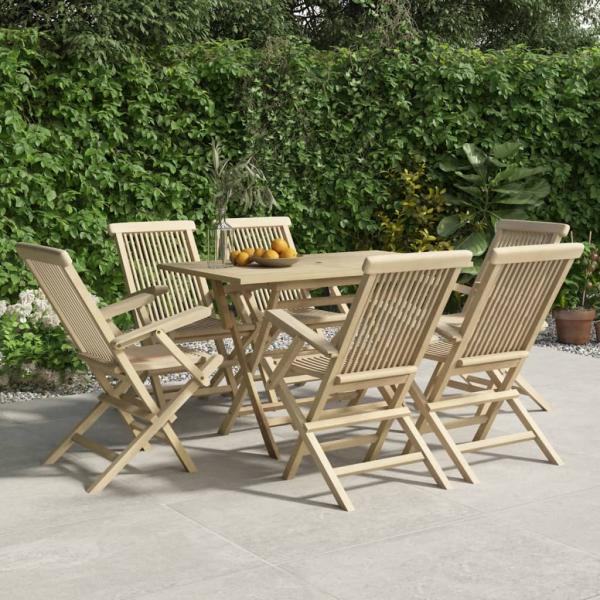 ARDEBO.de - 7-tlg. Garten-Essgruppe Grau Massivholz Teak