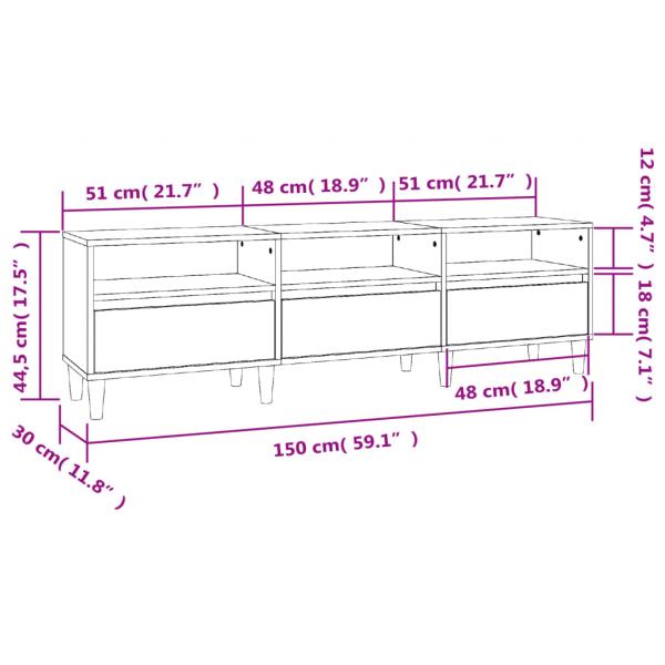 TV-Schrank Weiß 150x30x44,5 cm Holzwerkstoff