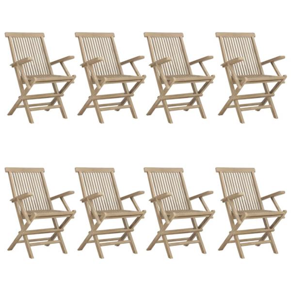 Gartenstühle 8 Stk. Klappbar Grau 56x61x89 cm Massivholz Teak