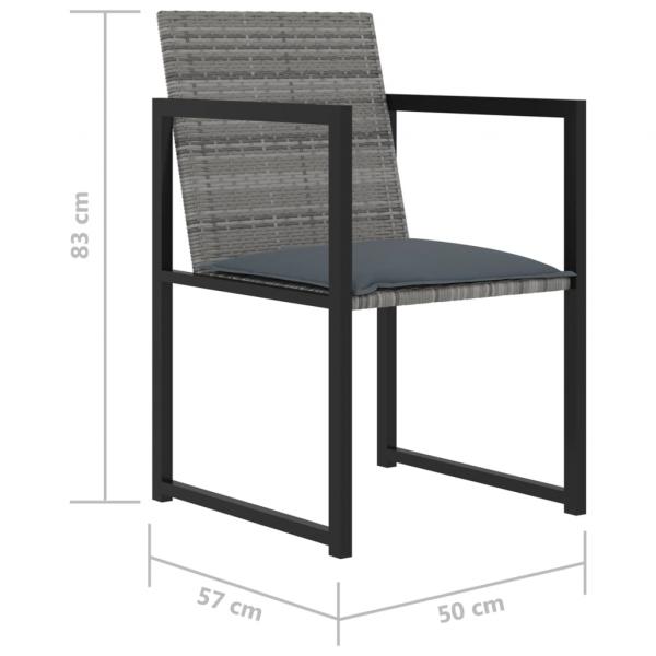 9-tlg. Garten-Essgruppe mit Kissen Poly Rattan Grau