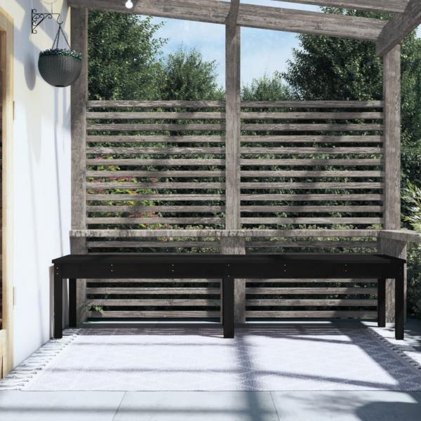 Gartenbank 2-Sitzer Schwarz 203,5x44x45 cm Massivholz Kiefer