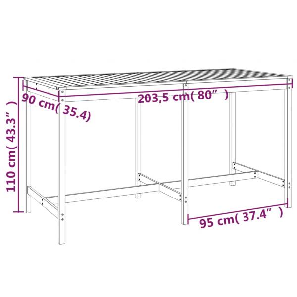 Gartentisch Honigbraun 203,5x90x110 cm Massivholz Kiefer