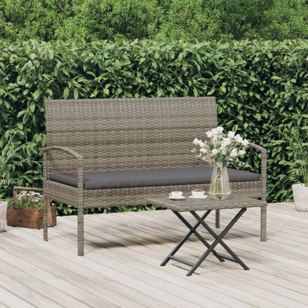 ARDEBO.de - Gartenbank mit Kissen Grau 105 cm Poly Rattan