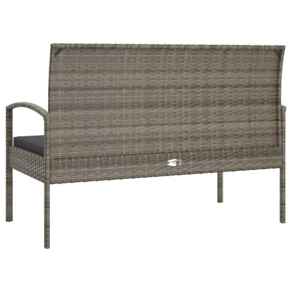 Gartenbank mit Kissen Grau 105 cm Poly Rattan