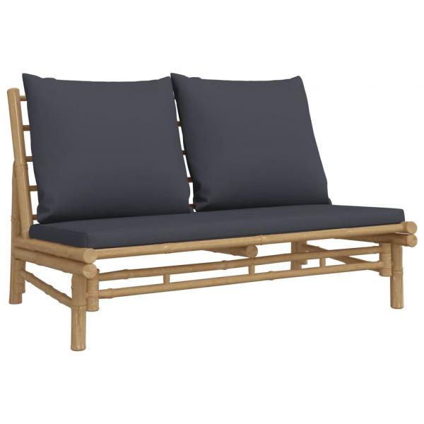 5-tlg. Garten-Lounge-Set mit Dunkelgrauen Kissen Bambus