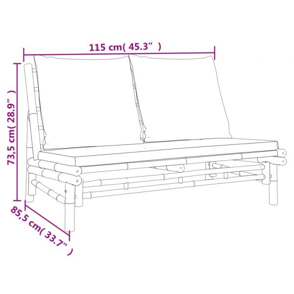 5-tlg. Garten-Lounge-Set mit Dunkelgrauen Kissen Bambus