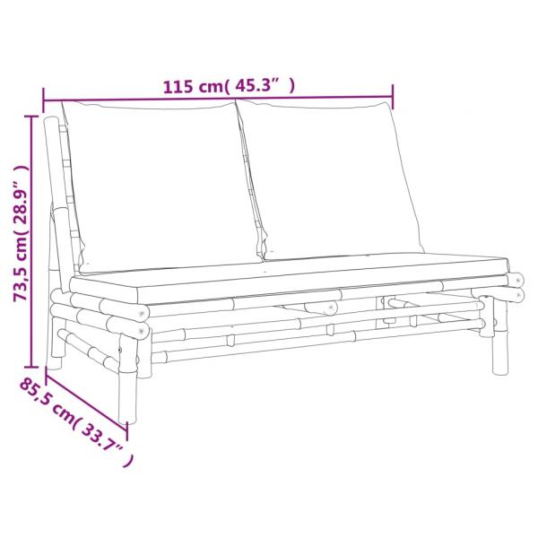 3-tlg. Garten-Lounge-Set mit Dunkelgrauen Kissen Bambus