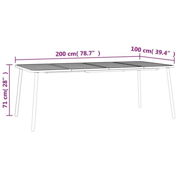 Gartentisch Anthrazit 200x100x71 cm Stahl