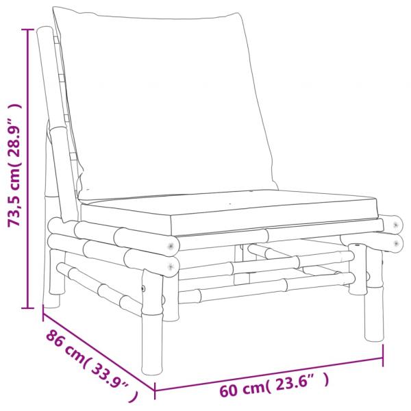 Gartenstühle 2 Stk. mit Cremeweißen Kissen Bambus