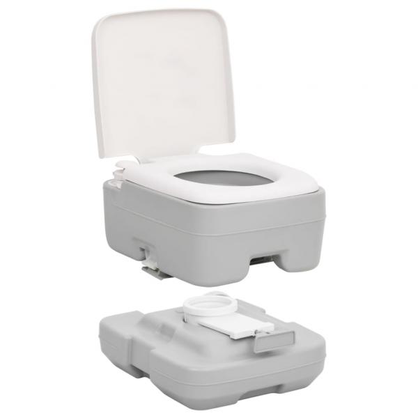 Camping-Toilette Tragbar Grau und Weiß 10+10 L HDPE