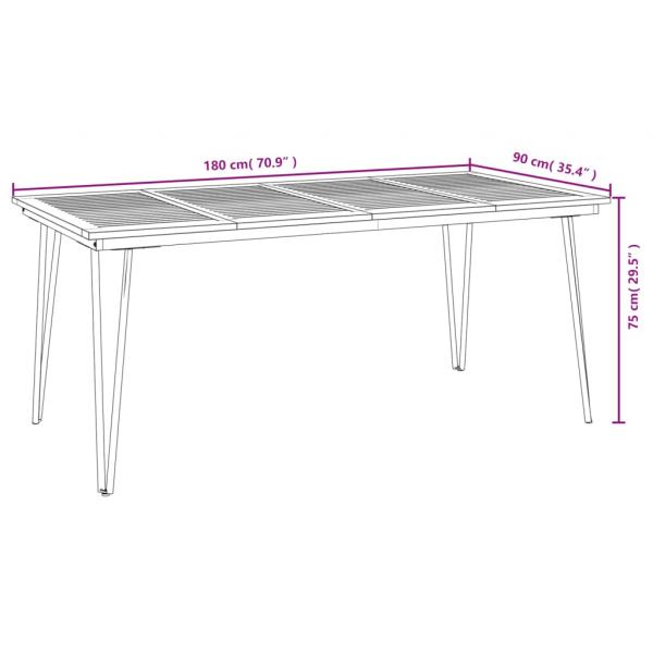 Gartentisch Haarnadel-Tischbeine 180x90x75 cm Akazie Massivholz