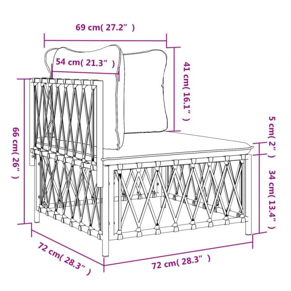 Garten-Ecksofa mit Kissen Weiß Gewebe