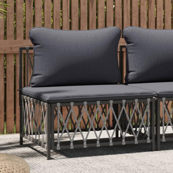 ARDEBO.de - Garten-Mittelsofa mit Kissen Anthrazit Gewebe