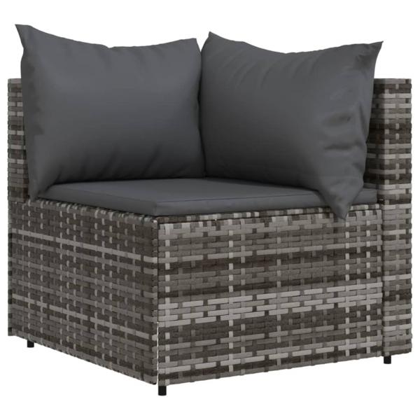 Garten-Ecksofas mit Kissen 2 Stk. Grau Poly Rattan