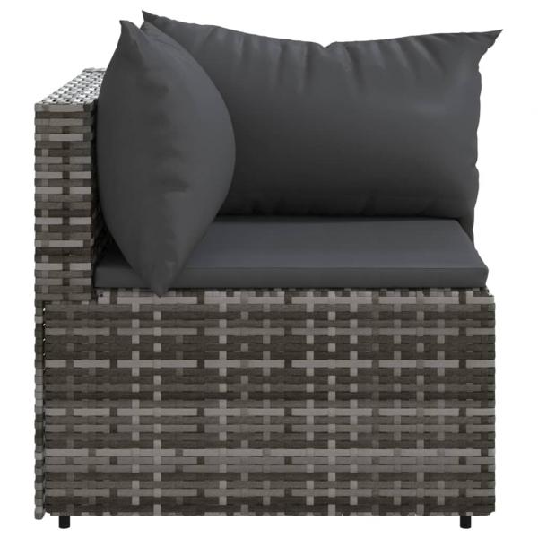 Garten-Ecksofas mit Kissen 2 Stk. Grau Poly Rattan