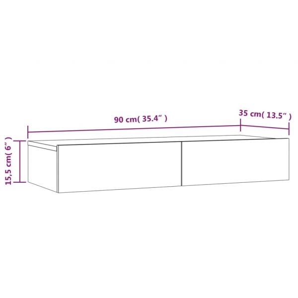 TV-Schrank mit LED-Leuchten Betongrau 90x35x15,5 cm