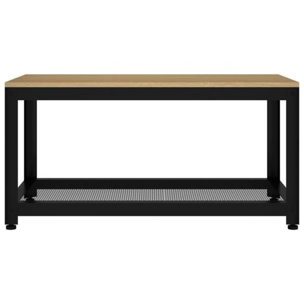 Couchtisch Hellbraun und Schwarz 90x45x45 cm MDF und Eisen