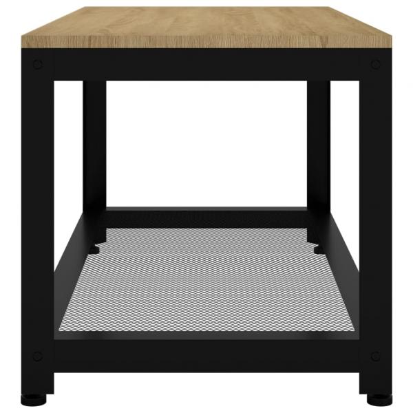 Couchtisch Hellbraun und Schwarz 90x45x45 cm MDF und Eisen