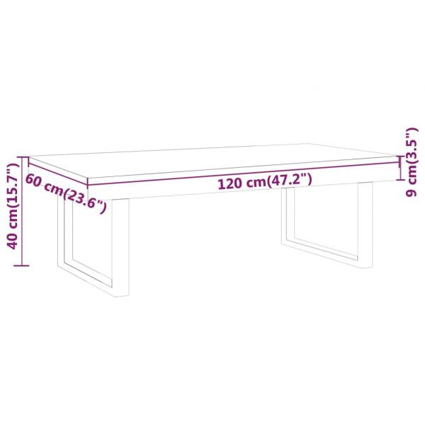 Couchtisch Hellbraun und Schwarz 120x60x40 cm MDF und Eisen