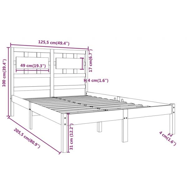 Massivholzbett Grau 120x200 cm