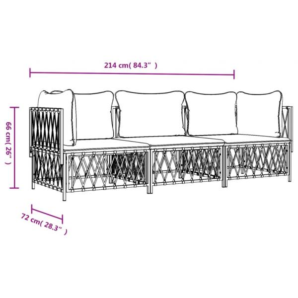 3-tlg. Garten-Lounge-Set mit Kissen Anthrazit Stahl