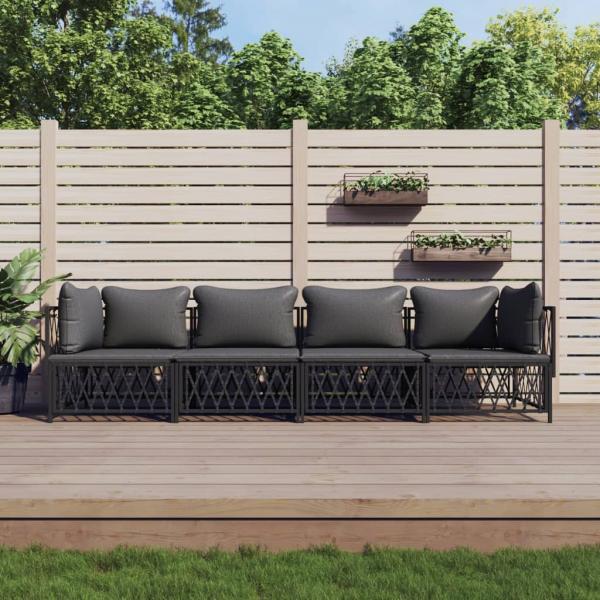 ARDEBO.de - 4-tlg. Garten-Lounge-Set mit Kissen Anthrazit Stahl