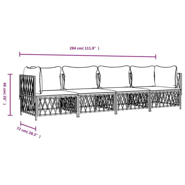 4-tlg. Garten-Lounge-Set mit Kissen Anthrazit Stahl