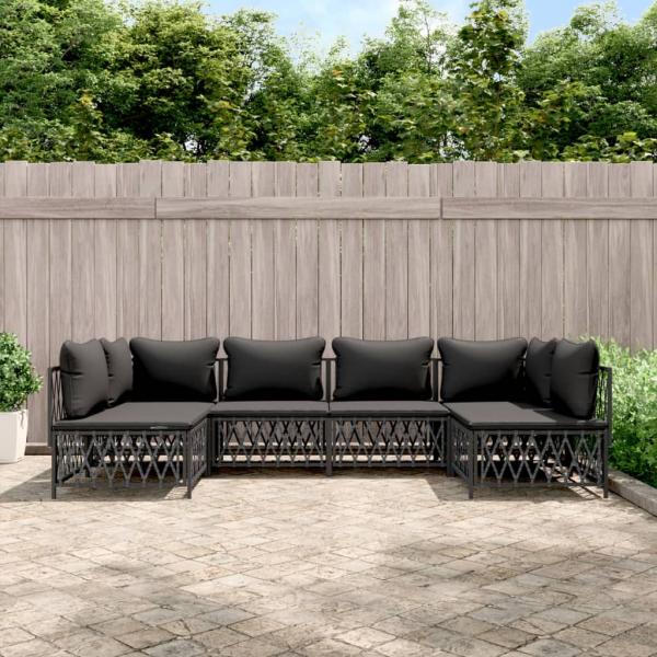 ARDEBO.de - 6-tlg. Garten-Lounge-Set mit Kissen Anthrazit Stahl